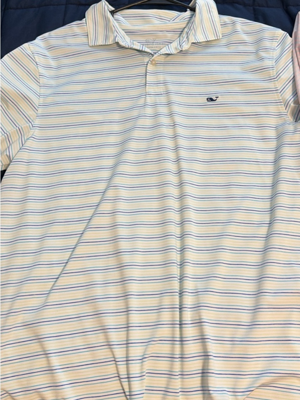 Vineyard Vines Men’s Light Blue, Cream & Yellow Striped Polo